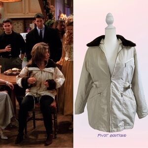 Vintage Cream Coat with Brown Fur Collar Inspired by Rachel Green on Friends